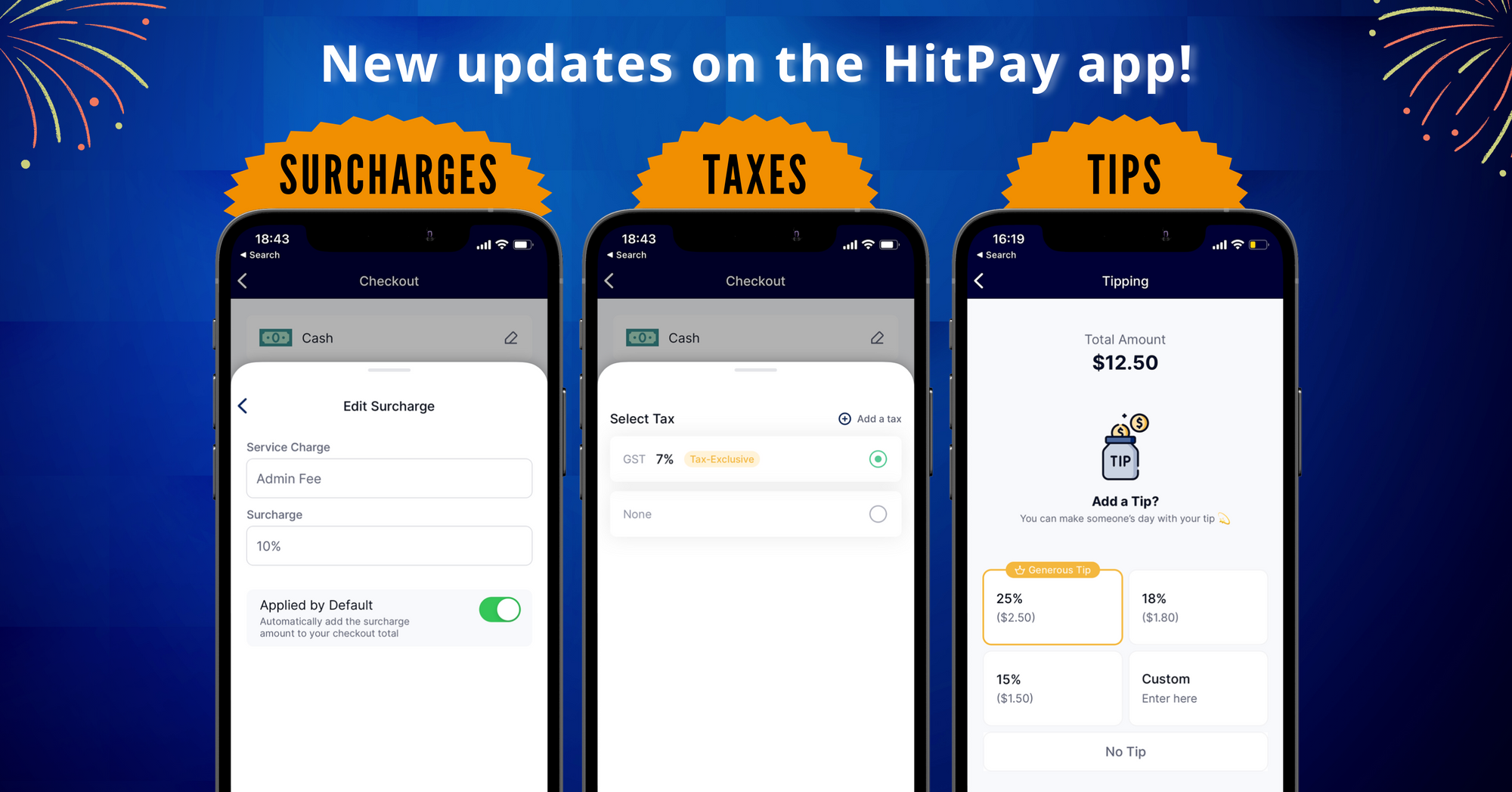 Add Surcharge Fees, Taxes, and Tips on HitPay POS Checkout