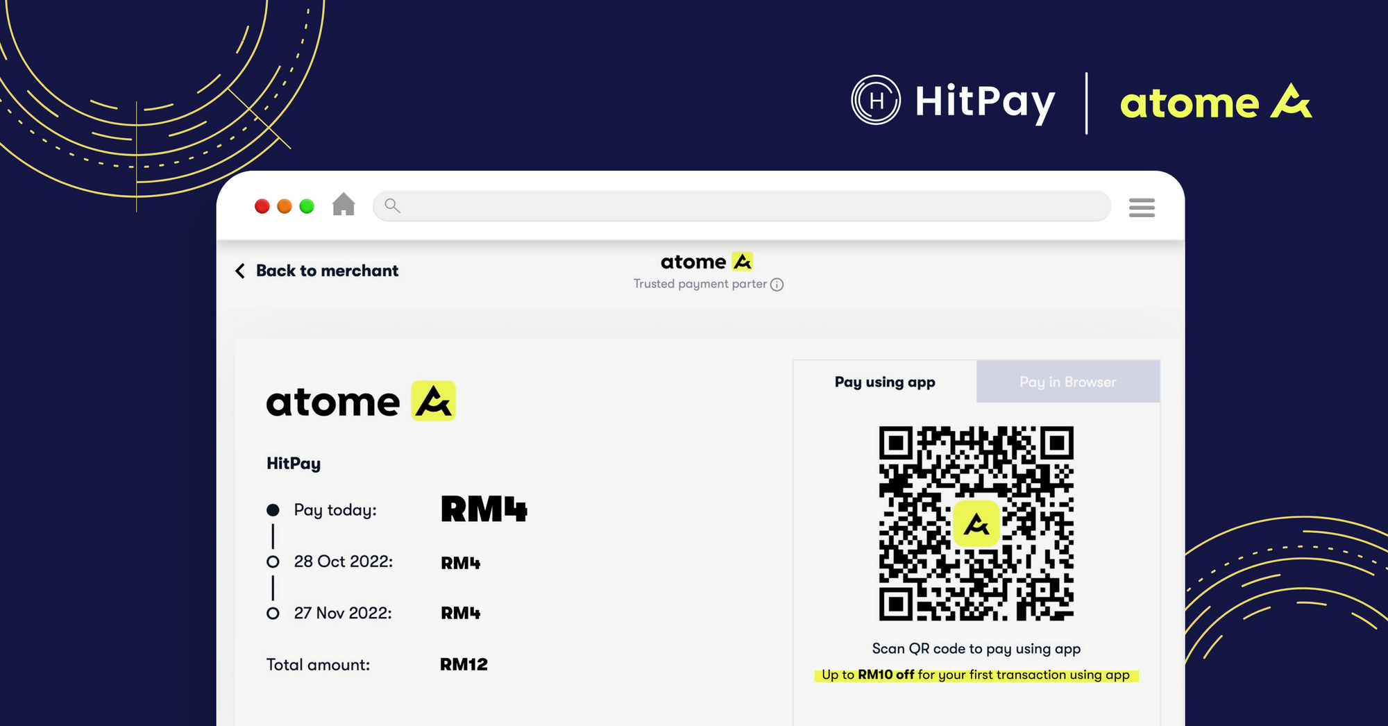Accept Atome BNPL payments with Malaysia's best payment gateway